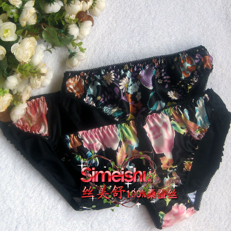 Limited edition mulberry silk panties women's print sexy panties multicolor