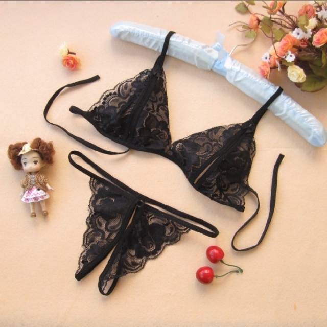 Lingerie lace transparent skimpily single-bra t twinset women's temptation
