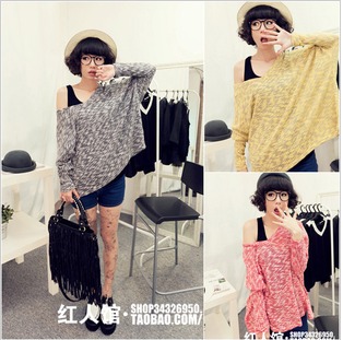 Little bride 2012 autumn flowers grey loose batwing sleeve long-sleeve sweater a21