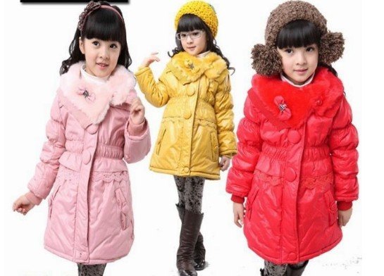 little girls kids down warm jacket Down Coats Outerwear winter thick Parka baby wear clothing pink red yellow free shipping