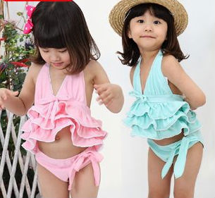 little girls pink/blue swimsuit 5pcs per/lot,free shipping
