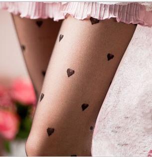 Little love pattern cored wire transparent thin Tights Stockings wholesale 2 black-and-white color