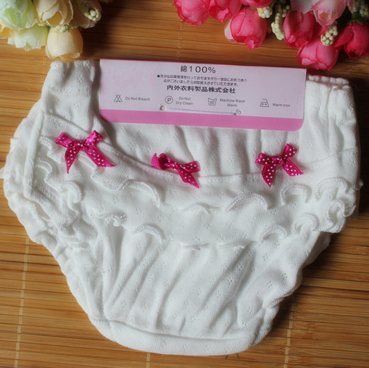 Little princess panties white 100% cotton bread pants child panties