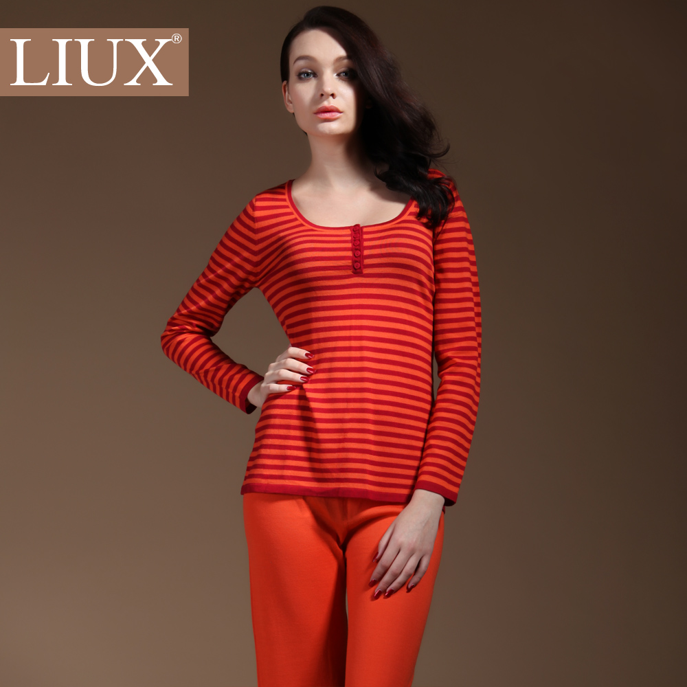 Liux autumn and winter women women's stripe ultrafine merino pure sweater lounge set