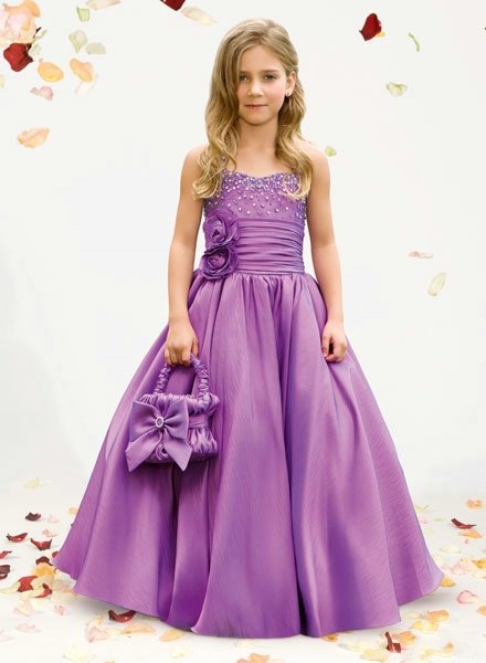 Lively Angel  short sleeve  satin Appliques girls party dresses