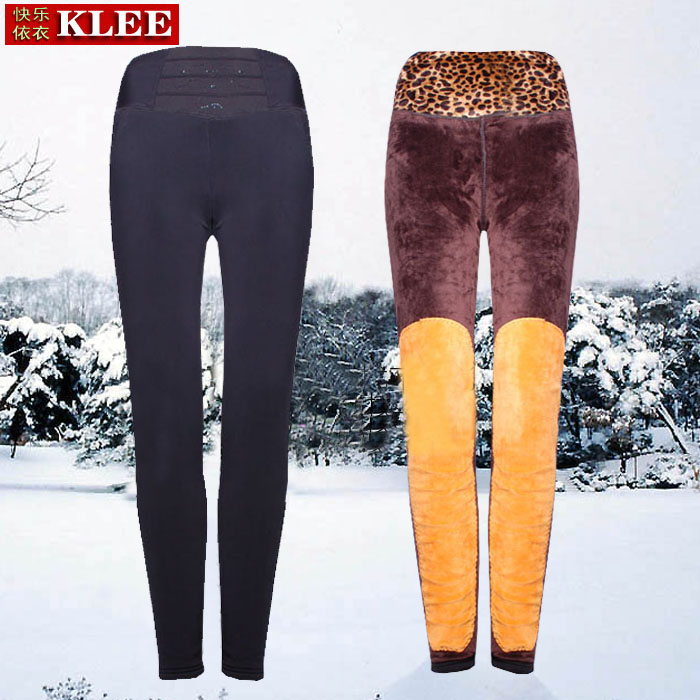 Liz women's plus velvet thickening warm pants high waist golden flower abdomen tight drawing