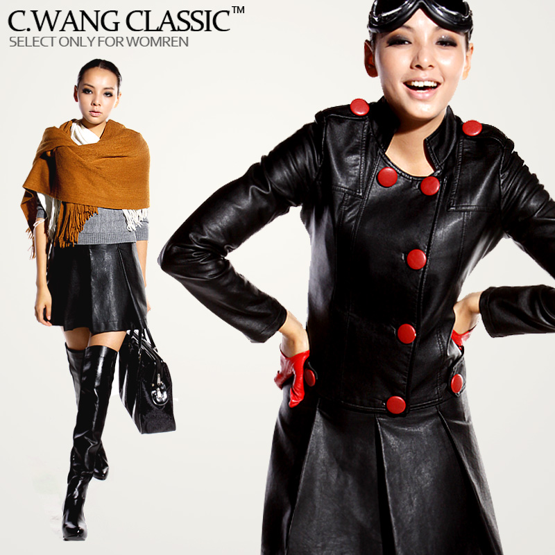 LO Short design slim small leather clothing set female fashion motorcycle stand collar PU outerwear jacket half-length leather