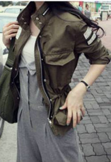 Lollipop partysu autumn outerwear Army Green tooling handsome short trench a56 ,Free shipping