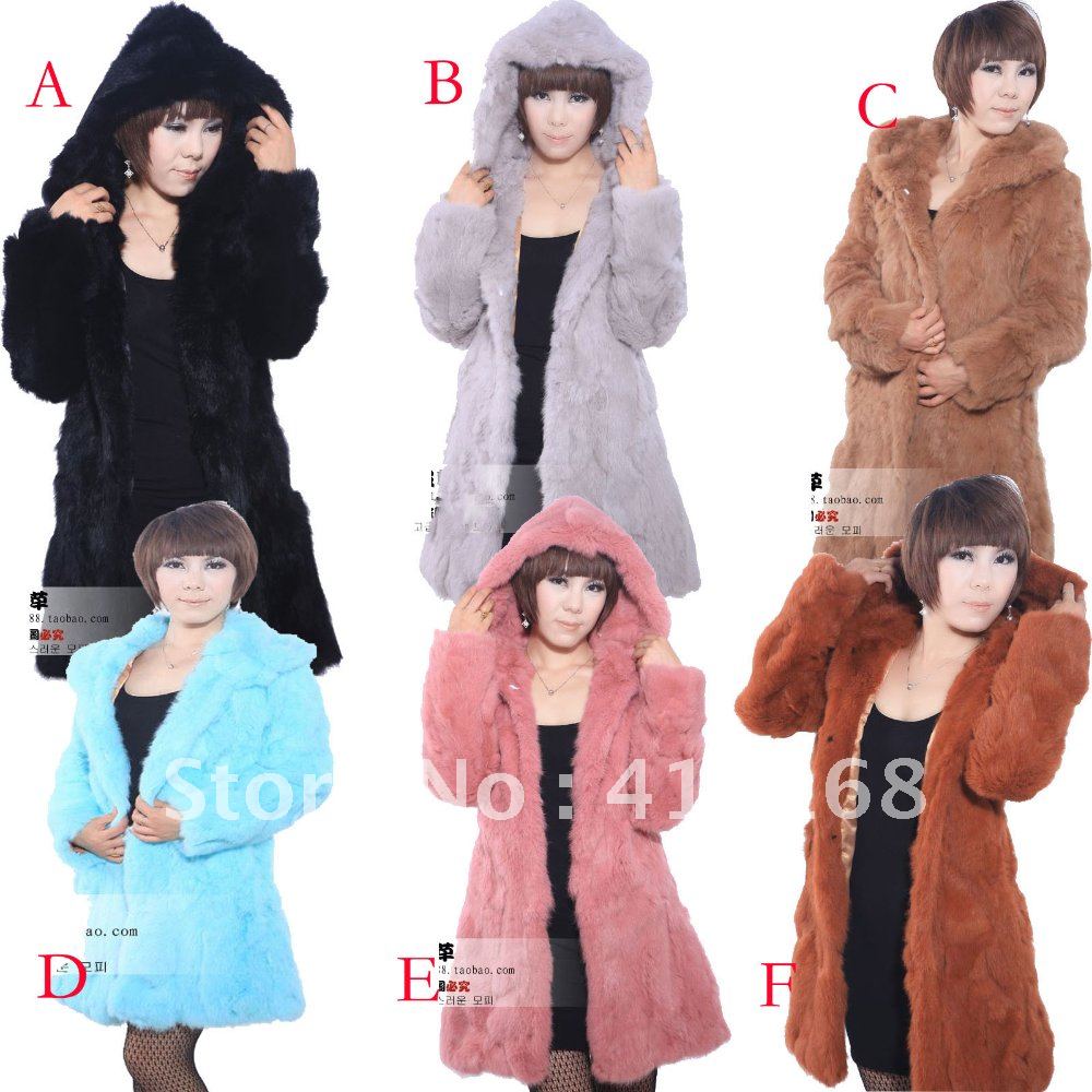 Long design hat rabbit fur long-sleeve fur coat trench fur overcoat