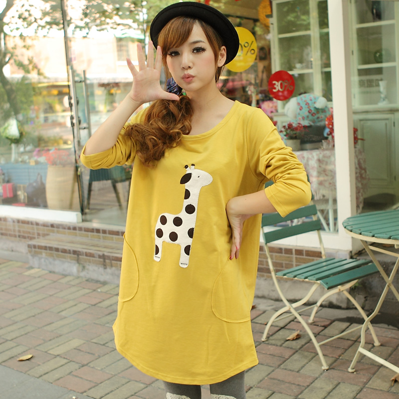 Long design maternity long-sleeve T-shirt fashion maternity long-sleeve T-shirt loose maternity clothing autumn top