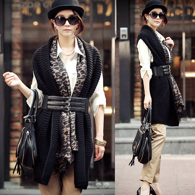 Long design sleeveless sweater cardigan 11751 free shipping