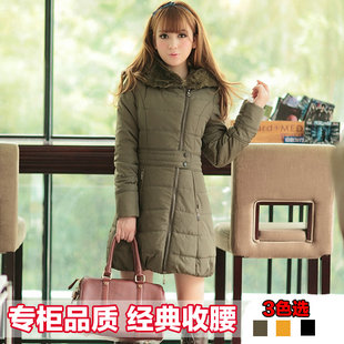 Long design slim thickening wadded jacket outerwear slim waist cotton-padded jacket overcoat cotton-padded jacket female