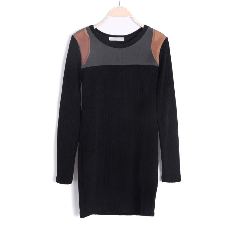 Long design sweater color block net patchwork basic shirt pullover female t skirt free shipping