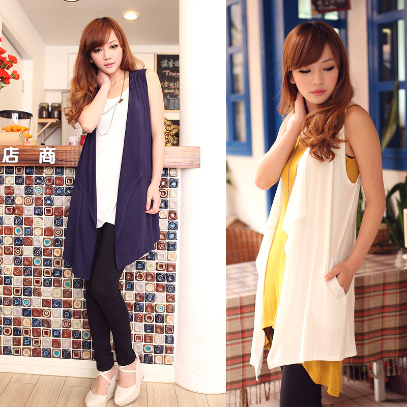 Long design tencel cotton vest type cardigan cape sweater 2012 women's