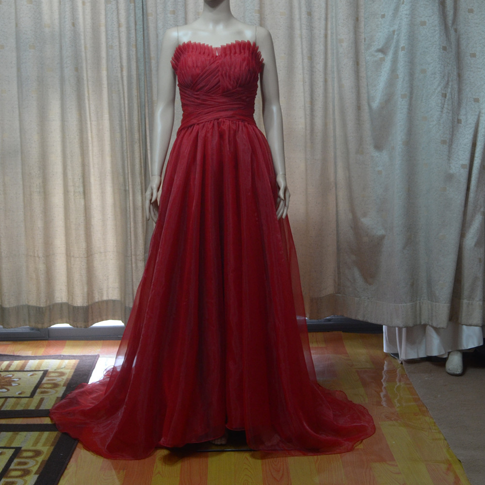 Long design tube top Wine red evening dress formal dress