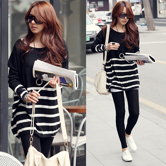 Long design women's casual all-match pullover sweater 11195 free shipping