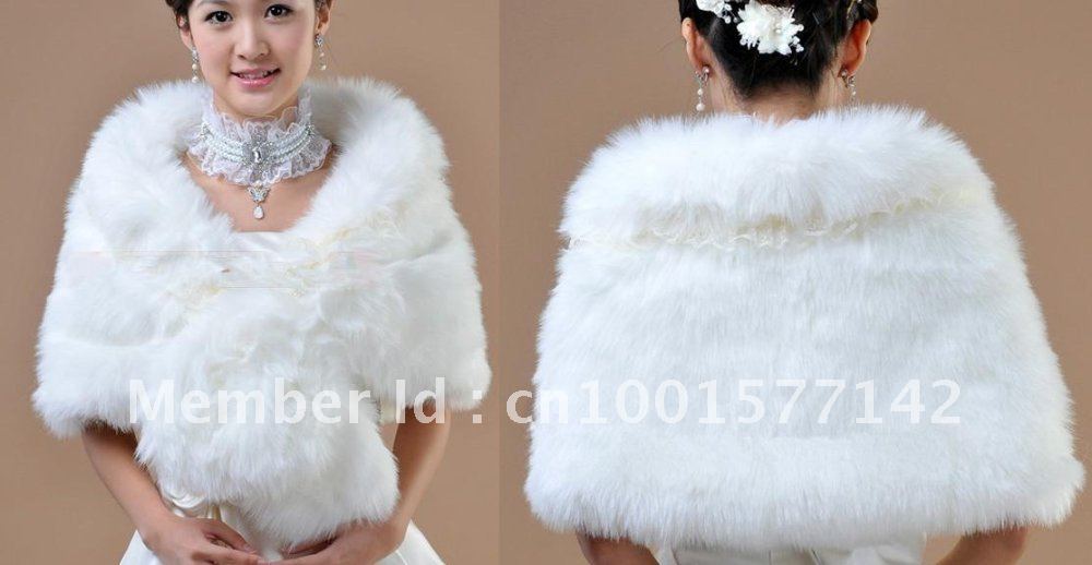 Long Faux Fur Shawl Winter Wam Wedding Jacket/Bolero Bridal Wraps Wedding Accessories Party Dress Accessories  Free Size