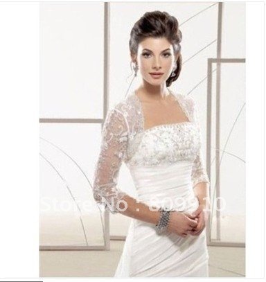 long lace jacket Wedding Bridal Bolero/shrug coat white/ivory
