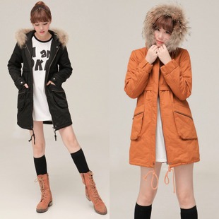 Long rabbit fur design thickening wadded jacket 417162p170