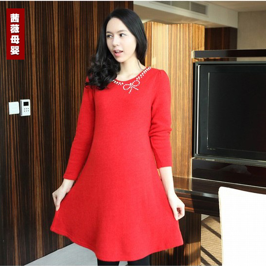 Long-sleeve autumn maternity basic shirt comfortable maternity top o-neck knitted sweater maternity clothing
