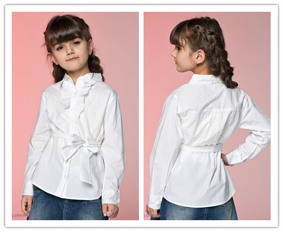 Long sleeve girl blouses/ Girls' school shirts/ Teenage uniform/ 4 sizes: M, L, XL, XXL for 5-14 years Girls
