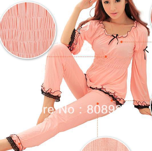Long sleeve pajamas women's leisure wear suit special package mail elegant nobility