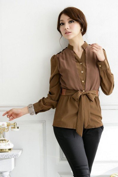 Long sleeve women clothing plus size chiffon shirt new fashion 2013 women blouses and tops free shipping ioeoi9881