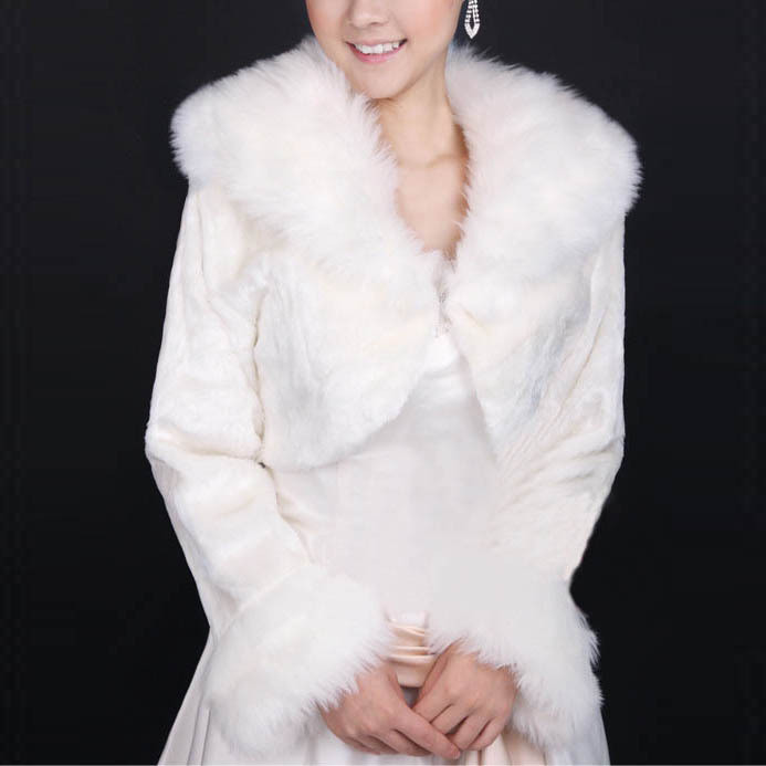 Long Sleeves Fur Style Winter Wedding Coat Wedding Jacket Wedding Bolero