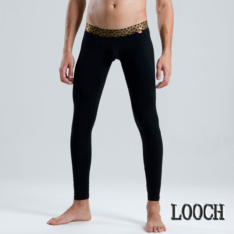 Looch separate low-waist male 100% cotton long johns tight legging ankle length trousers men's thin underpants warm pants