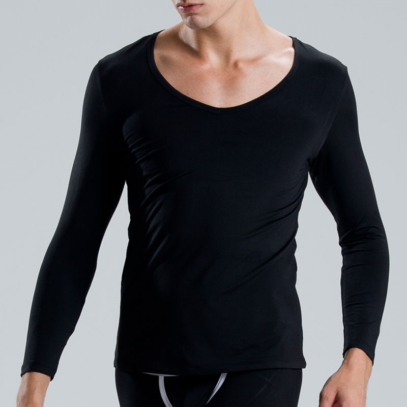 Looch tight V-neck male long johns 100% cotton men's foundation underwear separate thin thermal clothing
