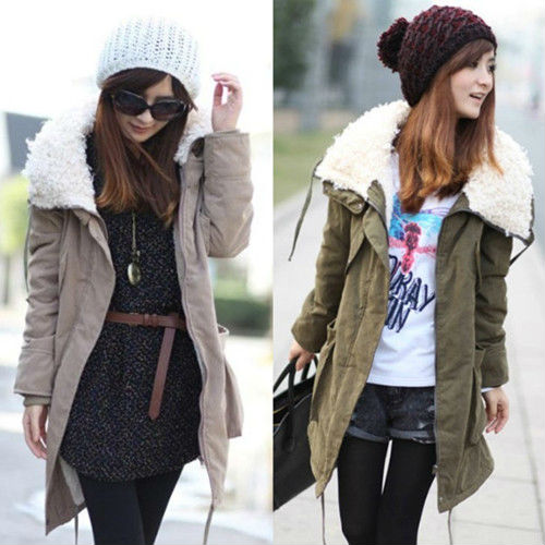 LOOK!FREE SHIPPING MANTEL JACKE PARKA OUTERWEAR THICKEN FLEECE WARM WINTER M L WF-0191