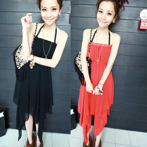 Loose plus size beach dress full dress tube top one-piece dress chiffon skirt all-match casual tube top dress 2013