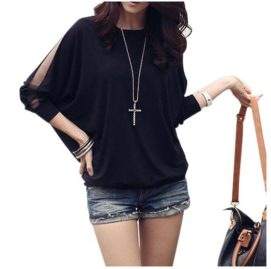 Loose sweater knitwear Women's Batwing Top pullover ladies' Lace Loose Long Sleeve T-Shirt free shipping,wholesale F104