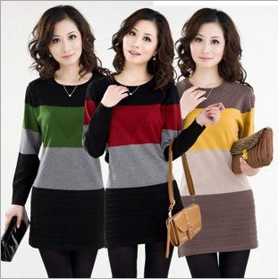 loose  wool sweater shirt vintage color long sleeve dress free sipping 2079