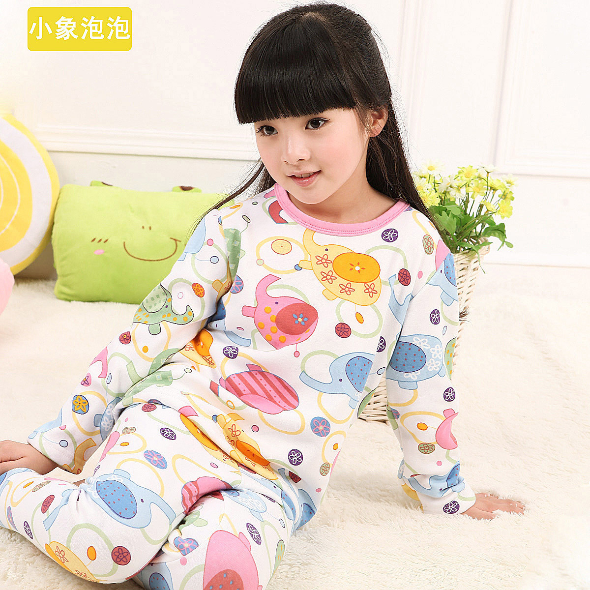 Lototo 2012 winter child thermal underwear set male female child plus velvet thickening baby underwear 1018
