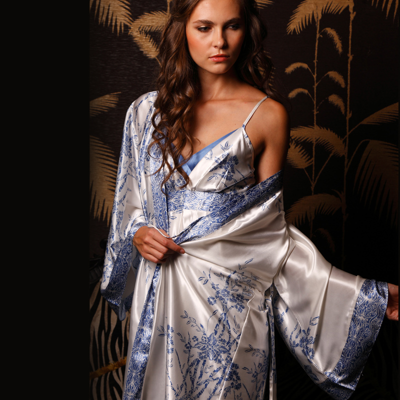 Lounge 2012 sleepwear spring sleepwear silk female long-sleeve twinset 7509