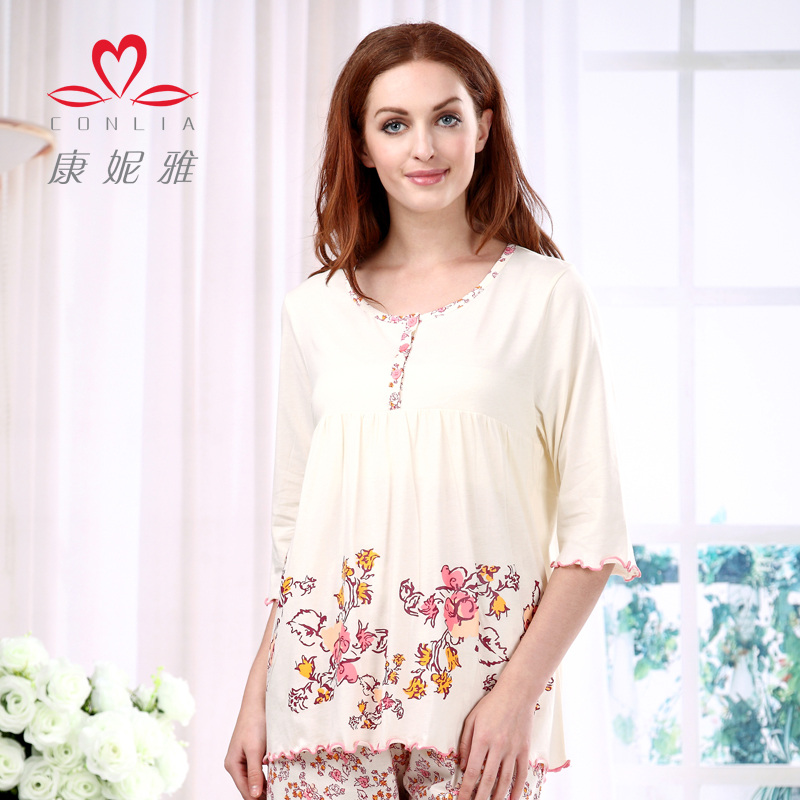 Lounge 2013 spring and summer new arrival sweet women's print short-sleeve 100% cotton sleepwear top Free Shipping