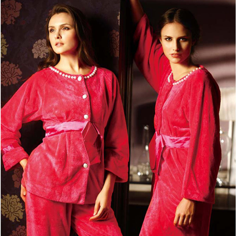 Lounge autumn and winter women's coral fleece robe z1631 coral fleece set z1853