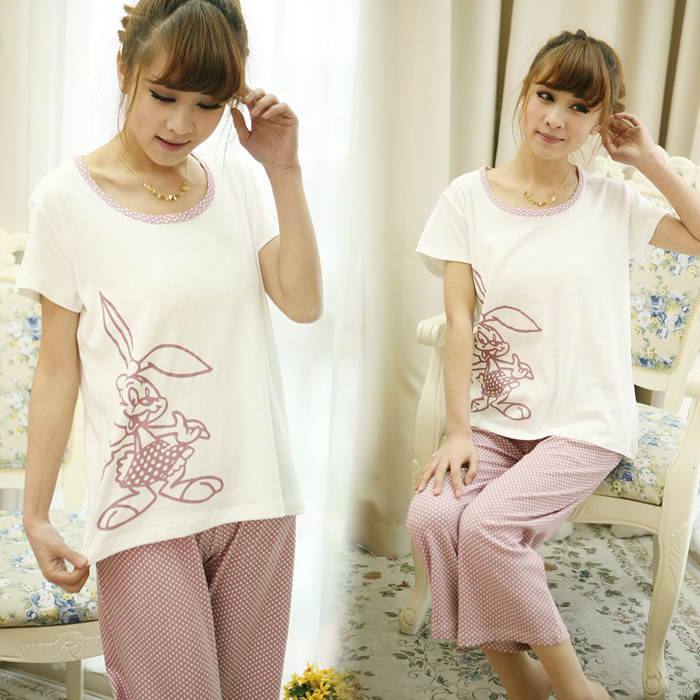 Lounge spring and autumn summer women's 100% cotton 100% cotton short-sleeve shorts sleep set