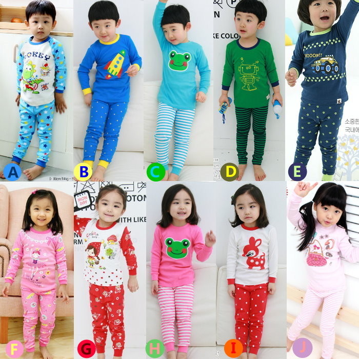 LOVE 12 autumn cartoon print long-sleeve T-shirt trousers male girls clothing underwear child at home service set