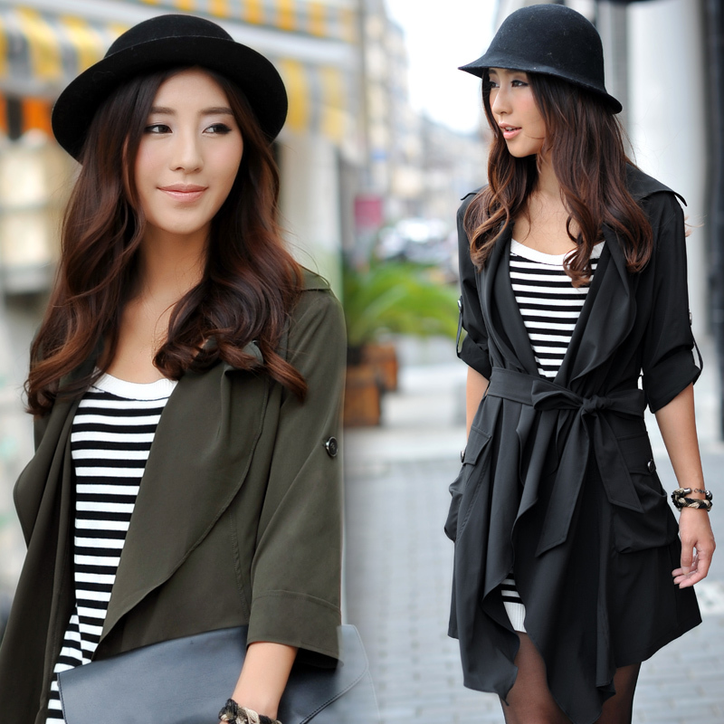 LOVE 2012 autumn irregular women's trench spring and autumn casual outerwear female slim trench female 802