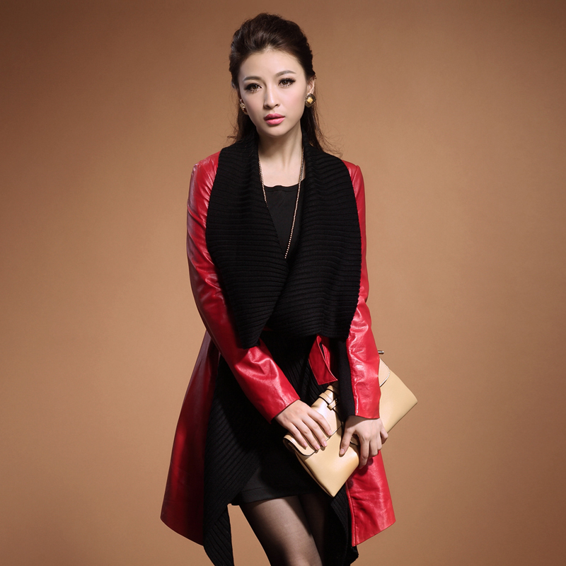 LOVE 2012 autumn knitted scarf sheepskin genuine leather slim female medium-long genuine leather clothing outerwear