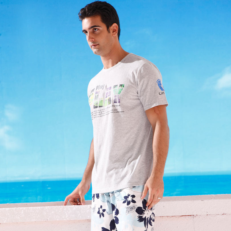 LOVE 2012 lounge spring and summer male short-sleeve knitted pure cotton sleep set