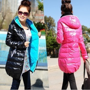 LOVE 2012 medium-long glossy with a hood Women down coat