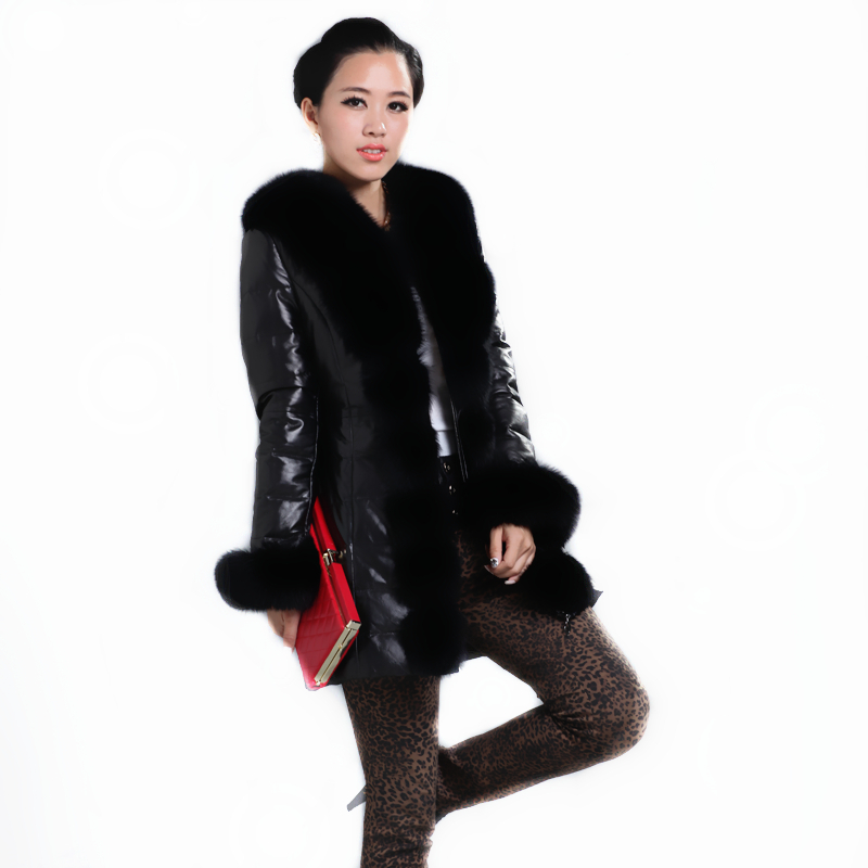 LOVE 2012 women's genuine leather down coat fox fur coat genuine leather clothing