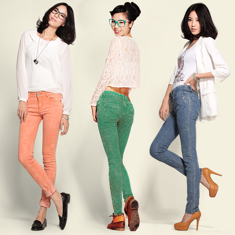 LOVE As2012 women's elastic pencil pants jeans 9215203l