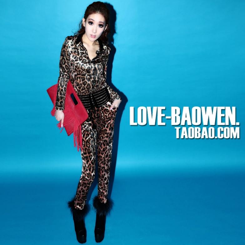 LOVE_BAOWEN. 2013 new restore ancient ways shrug leopard grain sexy harlan fission suit even garment body pants