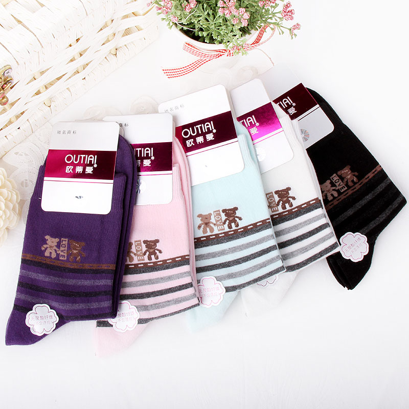 Love bear socks cotton comfortable spring and autumn thick socks thermal anti-odor 8822