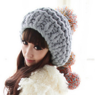 LOVE Big tassel sphere knitted hat women's knitted hat