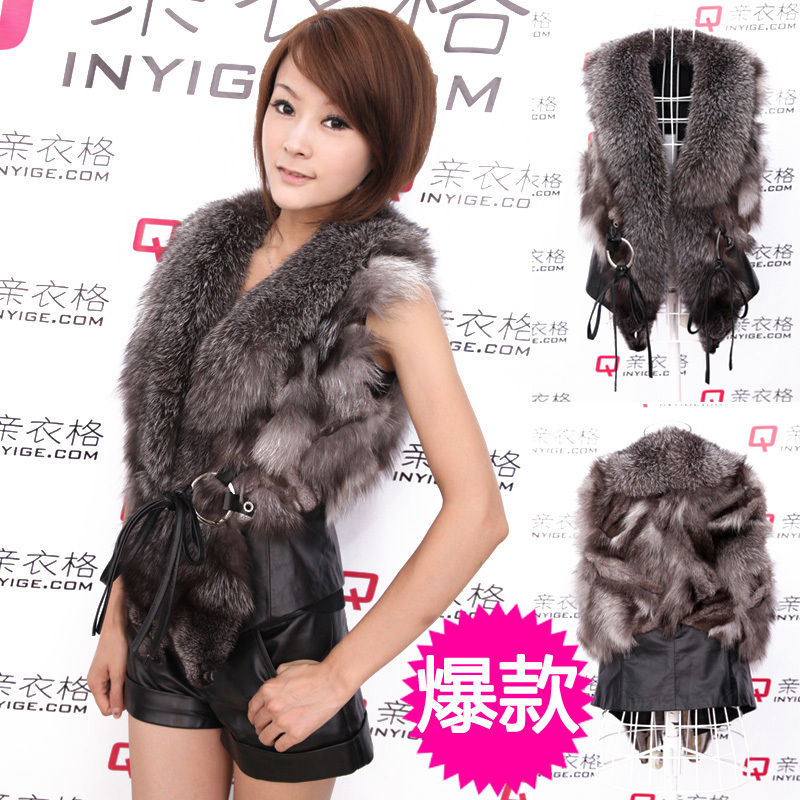 LOVE Clothing 2012 spring female short design fur vest fox fur genuine leather vest outerwear